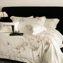 GobekUsa Luxe Butterfly Flowers Embroidery Bedding Set 800TC Egyptian Cotton Duvet Covers Sheets Pillowcases