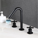 GobekUsa Gold Basin Faucet: Black Brass Widespread Bathroom Tap with Chrome Finish