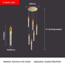 GobekUsa Crystal Staircase Chandelier: Modern Loft Hanging Lamps with Gold Finish