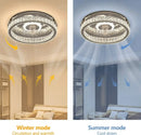 GobekUsa Crystal LED Ceiling Fan with Remote Control Flush Mount Profile