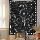 GobekUsa Celestial Moon Phase Tapestry with Floral Accents