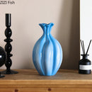 GobekUsa Blue Ceramic Flower Bud Vase for Table Decoration and Room Aesthetic
