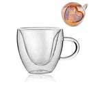 GobekUsa Heart Love Double Wall Glass Mug with Handle for Coffee Tea Milk Juice