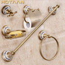 GobekUsa Brass Bathroom Accessories Set: Robe hook, Paper Holder, Towel Bar, Soap Basket