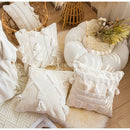 GobekUsa Ethnic Tufted Cushion Case, Pure White Handmade Throw Pillow Cover