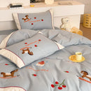 GobekUsa Lucky Trojan Cotton Embroidered Bedding Set: High-end Skin-Friendly Duvet Cover Set