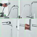 GobekUsa 3-Mode Waterfall Kitchen Faucet with 360° Rotation and Pull Out Spray