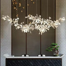 GobekUsa Copper Ceramic Leaf Chandelier Lantern for Indoor Living Room & Lobby - Luxury Light