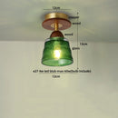 GobekUsa Amber Glass Ceiling Lamp Wood Nordic Modern Bedroom Bathroom Light