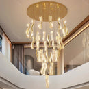 GobekUsa Crystal Chandelier Stair Pendant: Modern Living Room Interior Lighting