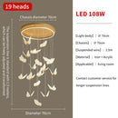 GobekUsa Gold LED Butterfly Pendant Lights for Home Staircase, Living Room, Bedroom Chandeliers