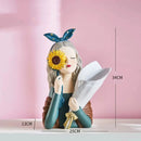 GobekUsa Girl Statues Vase Ornaments Office Decor Figurines TV Cabinets Floral Accessories