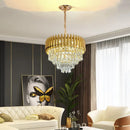 GobekUsa Gold Crystal LED Pendant Light: Modern Luxury Suspension Lamp for Living Room & Restaurant