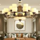 GobekUsa All Copper Marble Jade Chandelier: Luxury Living Room Hall Bedroom Lighting