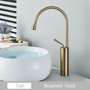 GobekUsa Gold Tall Basin Faucet, 360 Swivel Waterfall Mixer for Bathroom Washbasin