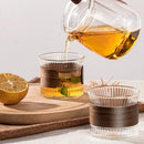GobekUsa Japanese Glass Tea Cup Set with Walnut Sleeve - High Quality Transparent Drinkware