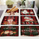 GobekUsa Christmas Linen Dining Table Mats - Festive Home Decor with Santa Claus Print