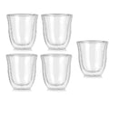 GobekUsa 5PCS Double Wall Glass Coffee Mugs Set, 150ml Insulated Cups for Bar Tea Juice