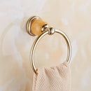 GobekUsa Brass Jade Bathroom Accessories Set: Towel Bar, Soap Holder, Towel Rack, Glass Shelf