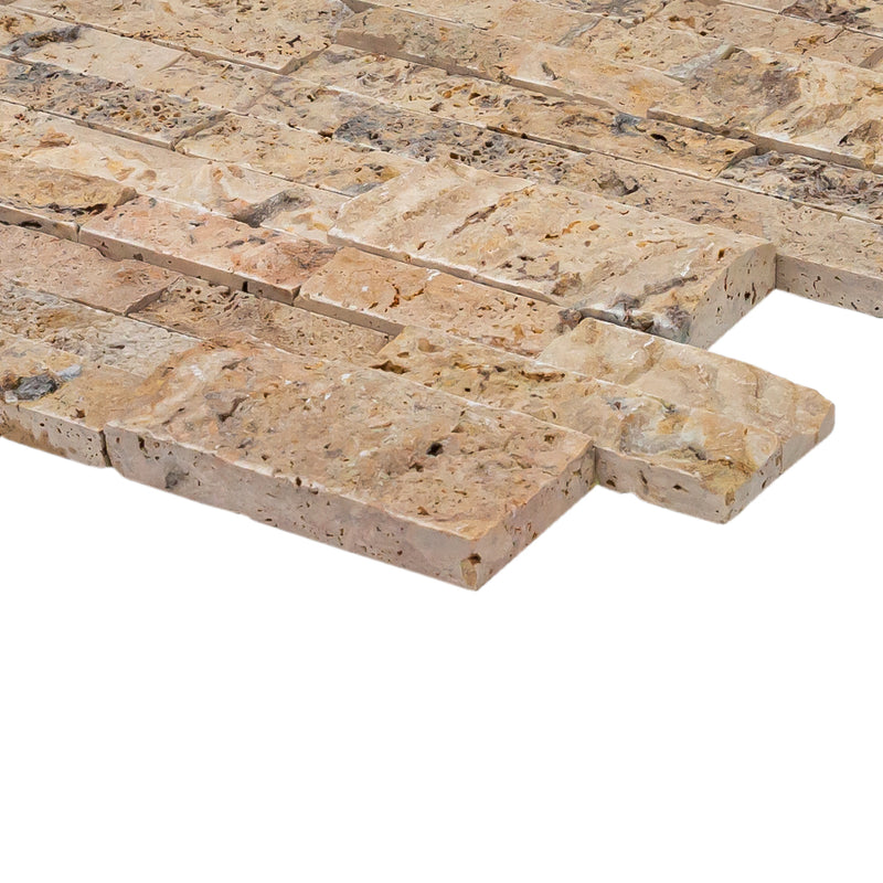 Scabos Ledger 3D Panel 6"x24" Split-face Natural Travertine Wall Tile