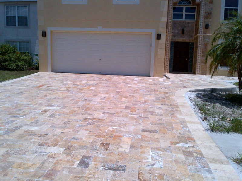 Scabos Travertine Travertine Tumbled Pavers - Full TruckLoad