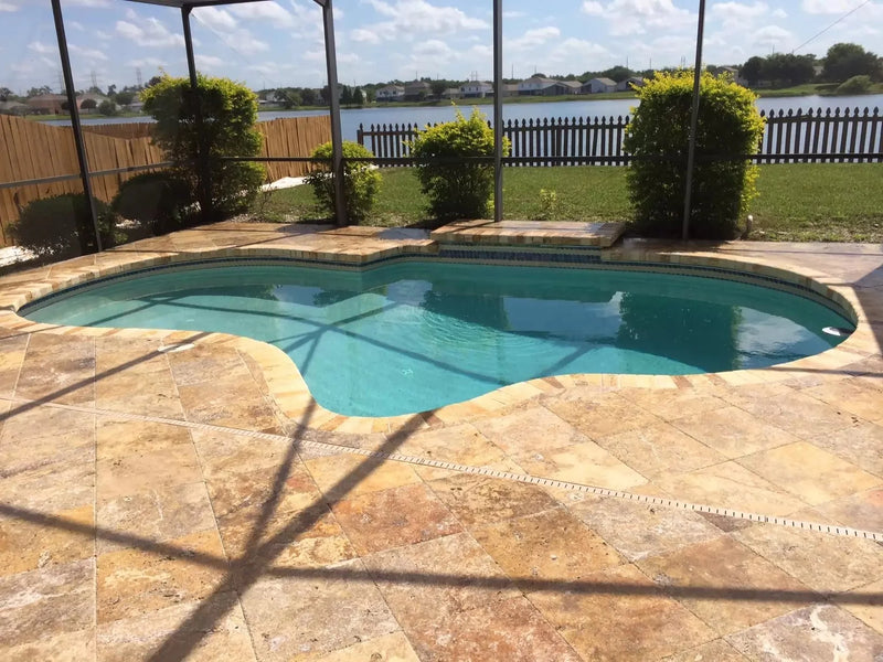 Scabos Travertine Travertine Tumbled Pavers - Full TruckLoad