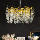 GobekUsa Golden Crystal Tree Chandelier, Luxury Matte Aluminum Art Ceiling Light for Living Room