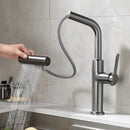 GobekUsa Black Pull Out Kitchen Faucet with Waterfall Stream Sprayer Head