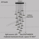 GobekUsa Golden Black LED Long Chandelier for Home, Restaurant, and Cafe