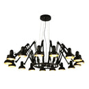 GobekUsa Industrial Spider Ceiling Lamp Black White Adjustable E27 Fixture Light
