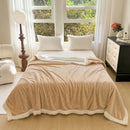 GobekUsa Double-Layer Coral Fleece Jacquard Blanket: Warm & Multi-Functional for Home & Travel