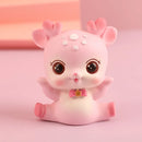 GobekUsa Cartoon Deer Resin Figurines Home Decor Miniatures Crafts Cake Topper