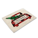 GobekUsa Christmas Linen Dining Table Mats - Festive Home Decor with Santa Claus Print