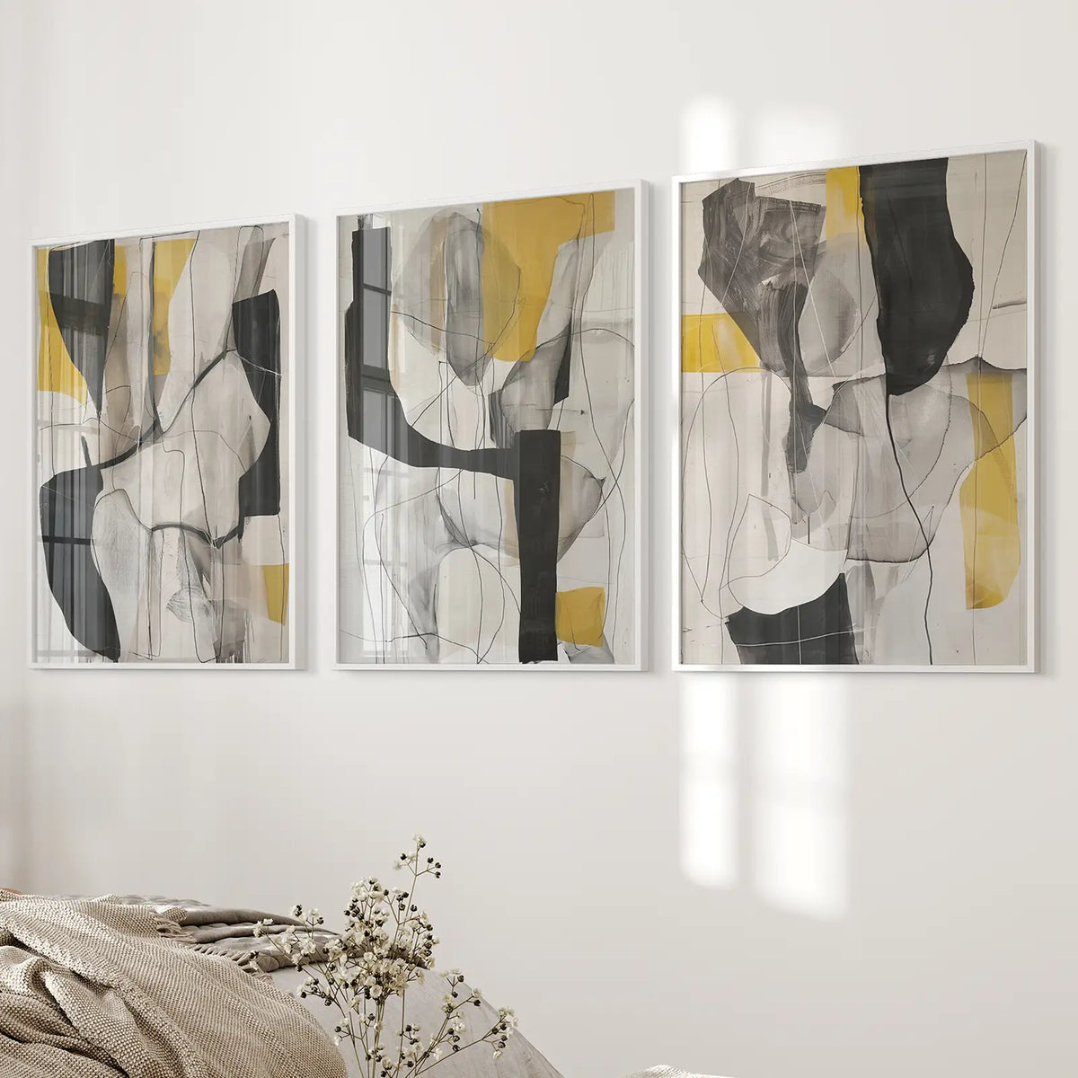 Golden Abstract Shapes Modern Wall Decor Poster, photo 7 of 10