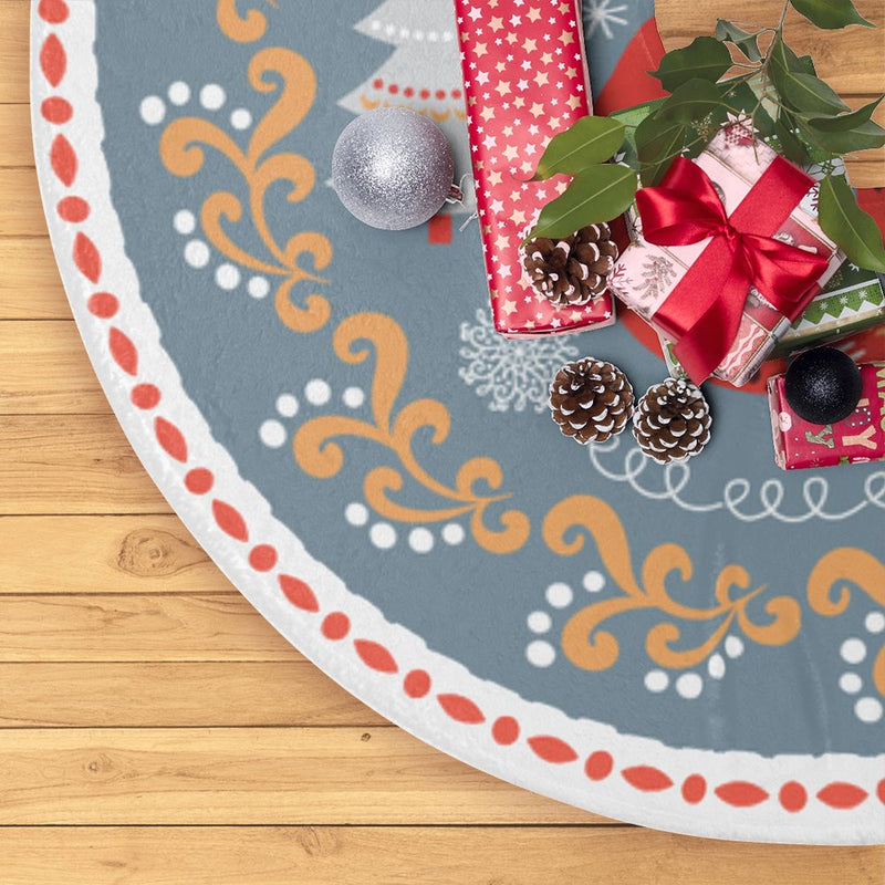 Scandinavian Folk Fox Christmas Tree Skirt