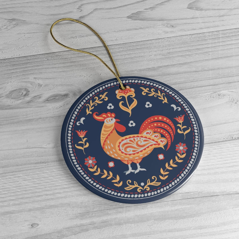 Scandinavian Folk Rooster Ornament