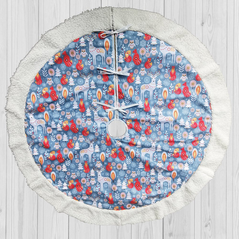 Scandinavian Forest Animal Pattern Tree Skirt