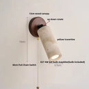 GobekUsa LED Wall Sconce Iron Rotate Kitchen Bedroom Hallway Yellow Travertine Wood Mirror Light