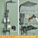 GobekUsa Digital Display Shower Faucet Rainfall Head Thermostatic Mixer Set