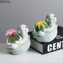GobekUsa Cartoon Turtle Ceramic Vase for Table Decoration and Flowers Arrangement
