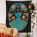 GobekUsa Blue Witches Botanical Tapestry Wall Hanging for Home Room Decor and Aesthetic Magic