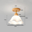 GobekUsa Amber Ice Crack Glass Wood Ceiling Light - Nordic Modern LED Fixture