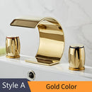 GobekUsa Gold Double Handle Basin Faucet - Three Hole Bathroom Sink Mixer