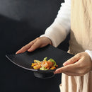 GobekUsa 7.5 Inch Square Black Matte Ceramic Dining Plate