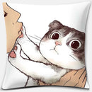 GobekUsa Cute Cat Kiss Love Cartoon Pillowcase for Home Decor