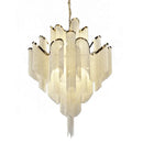 GobekUsa Fringed Chandelier: Silver & Gold Aluminium Chain Pendant Light for Luxe Home & Hotel Decor