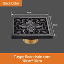 GobekUsa Black Brass Shower Drain Strainer Floor Cover Square Art Carved Grate Basins SY-073R