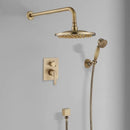 GobekUsa Antique Brass Shower Faucet Set with 10 Inch Round Head - Bathroom Wall Kit