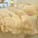 GobekUsa Korean Princess Floral Print Bedding Set in Washed Cotton for Girls