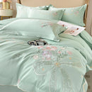 GobekUsa Chic Flowers Embroidery Bedding Set, 100% Cotton, 400TC